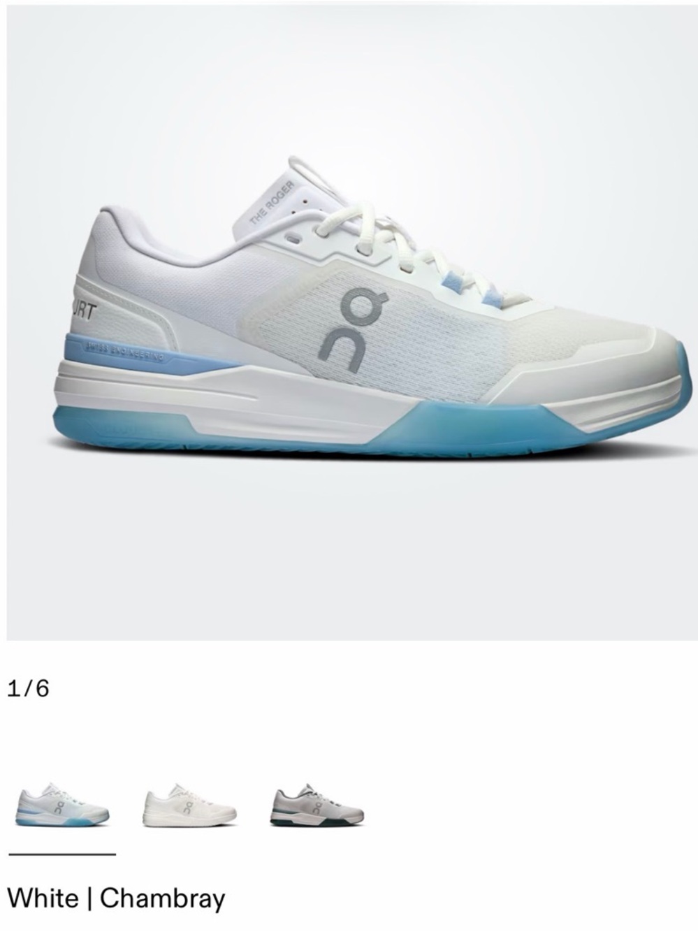 ON The Roger Advantage Pro Tennis Shoes in White and Chambray size women’s 7.5